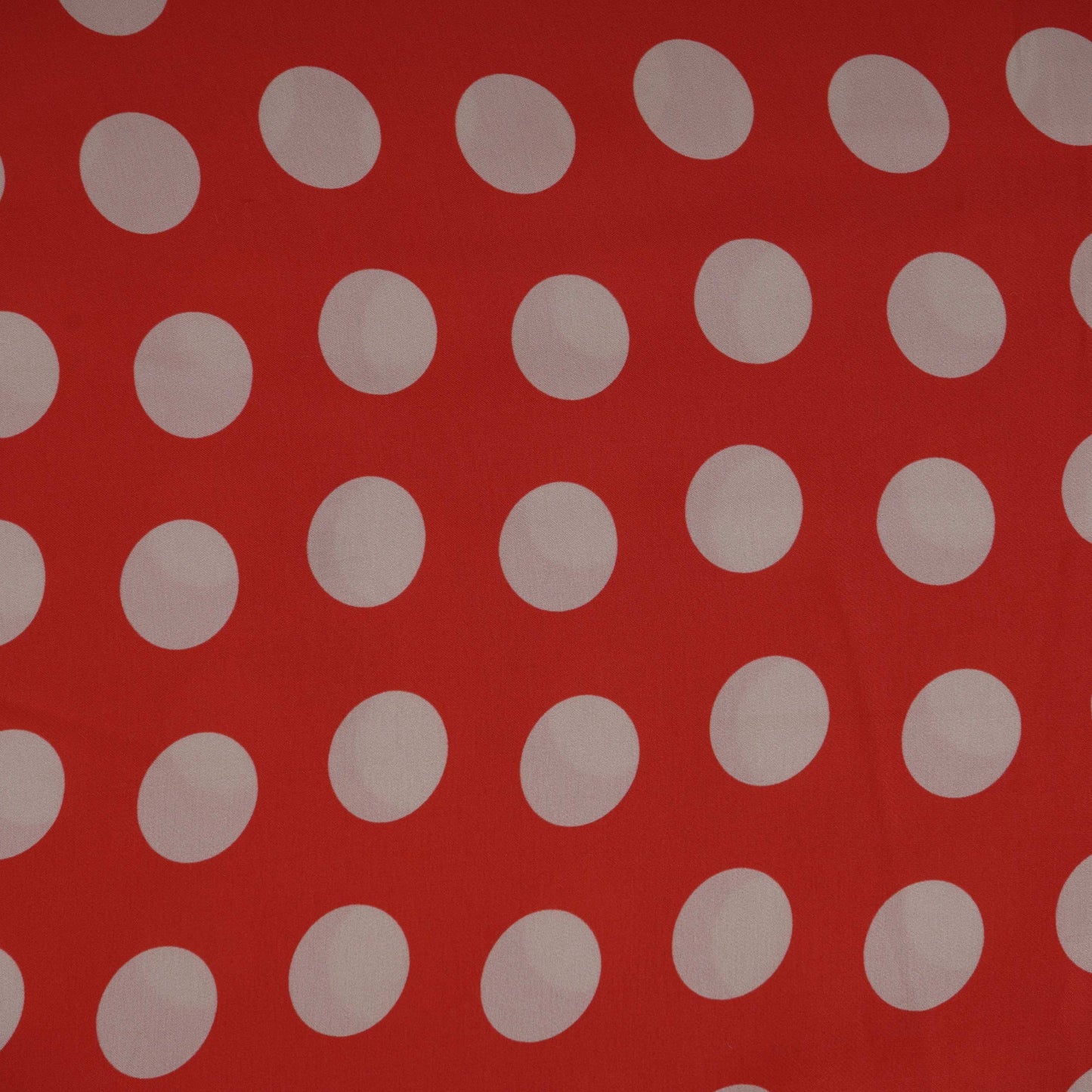 Red & Beige Polka Dot Twill Satin Fabric VP-32433