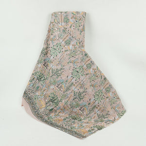 Peach Thread Embroidery Georgette Fabric DR-32382 - TradeUNO