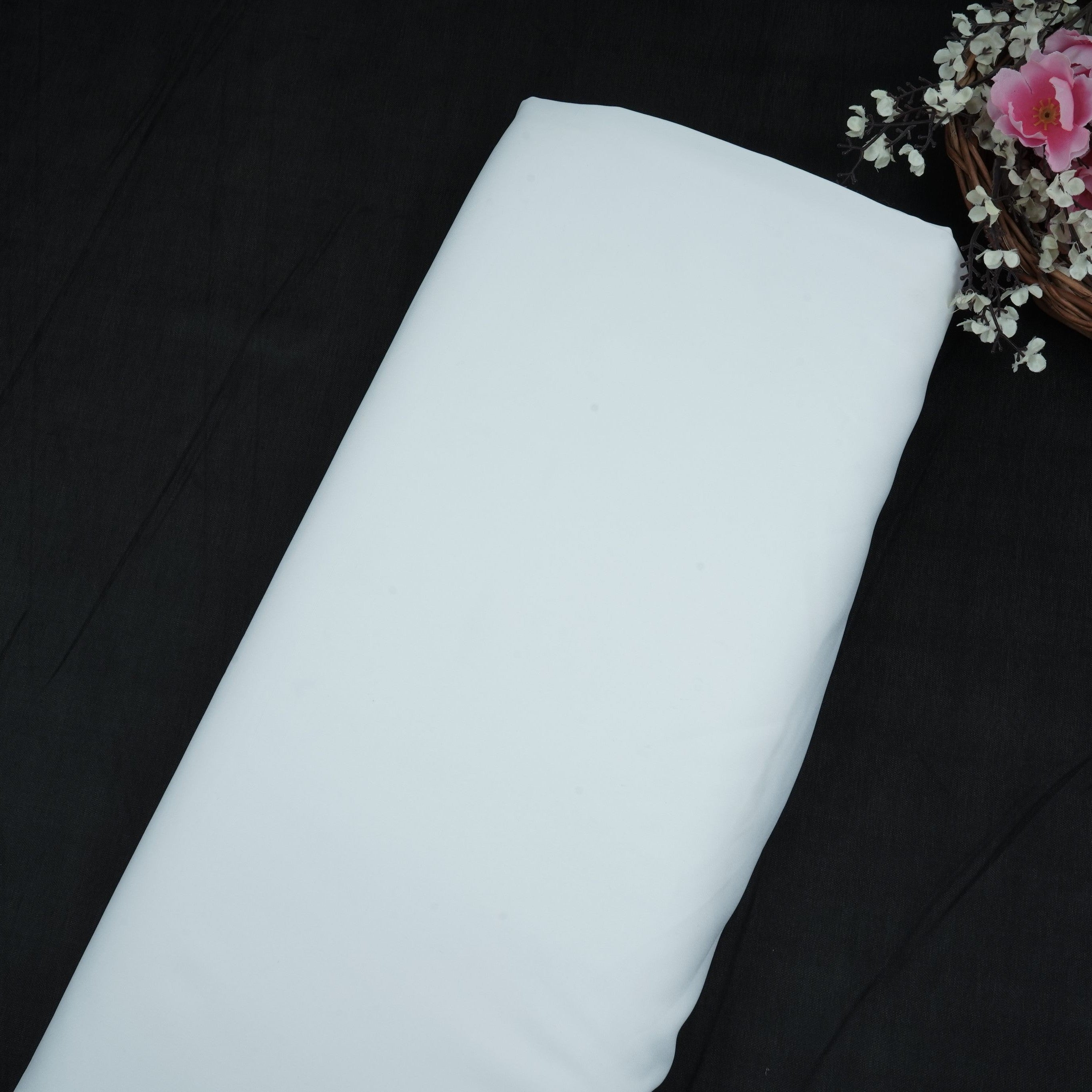 White Solid Butter Crepe Fabric STB-16 - TradeUNO