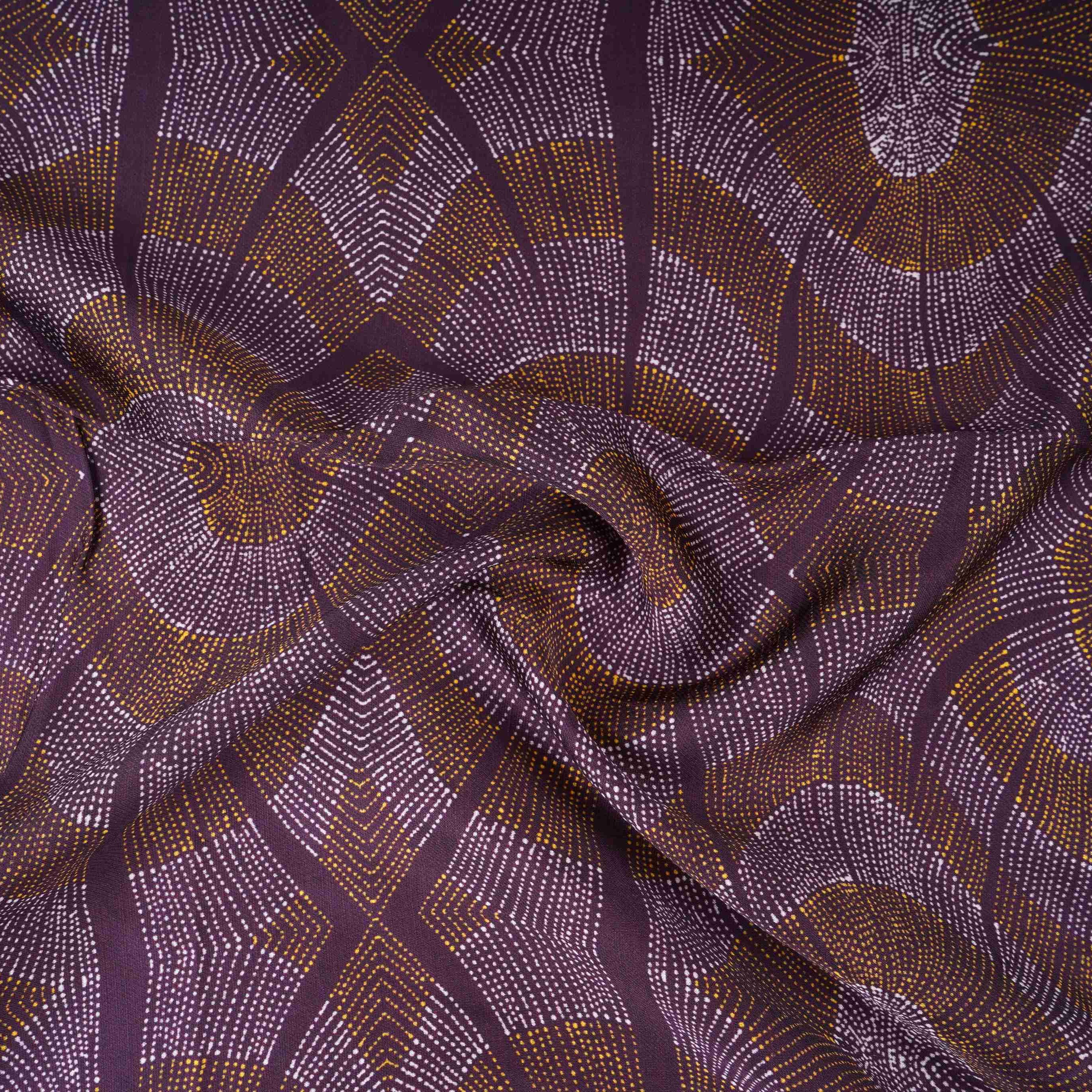 Wine Abstract Print Satin Linen Fabric MT-30980 - TradeUNO