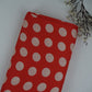Red & Beige Polka Dot Twill Satin Fabric VP-32433