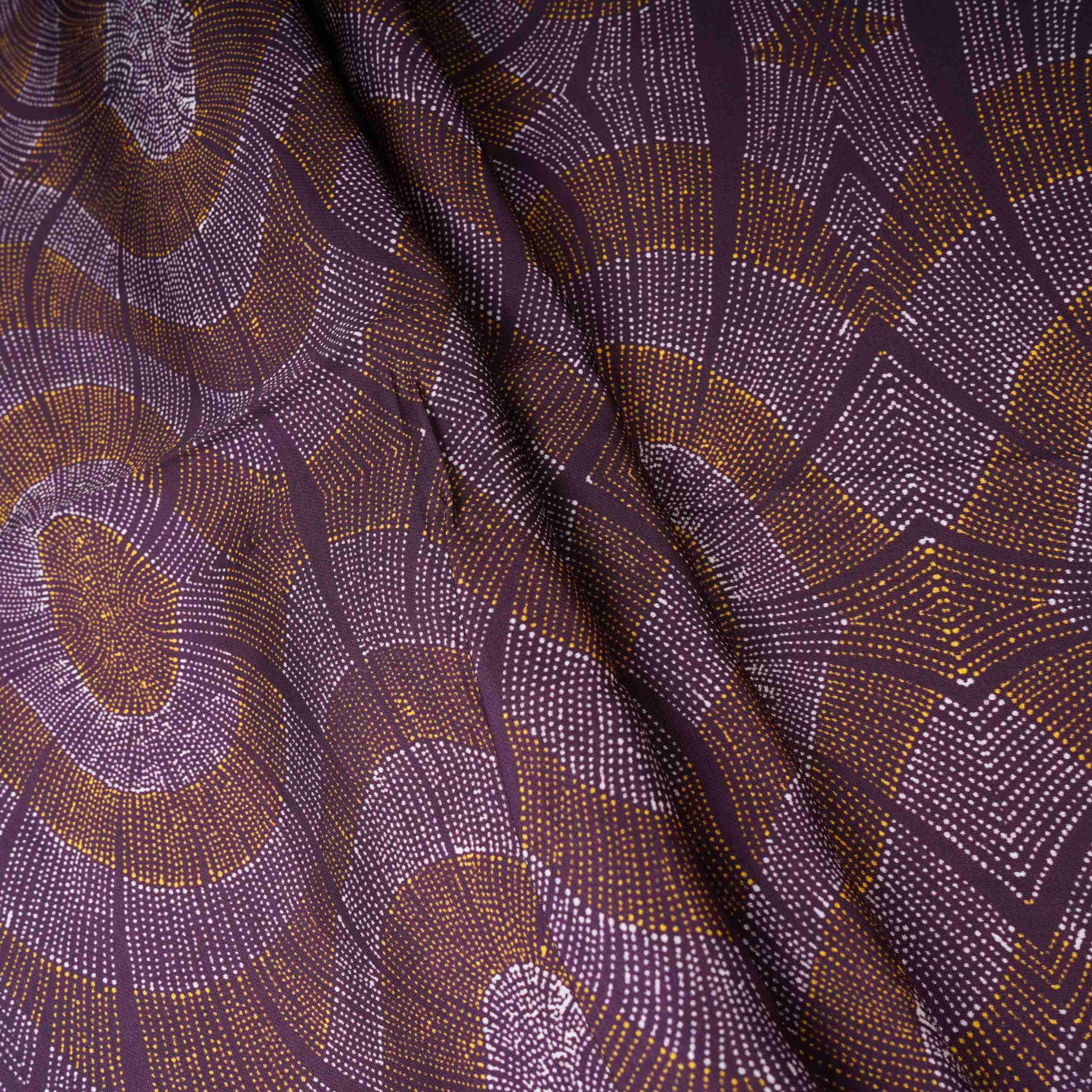 Wine Abstract Print Satin Linen Fabric MT-30980 - TradeUNO