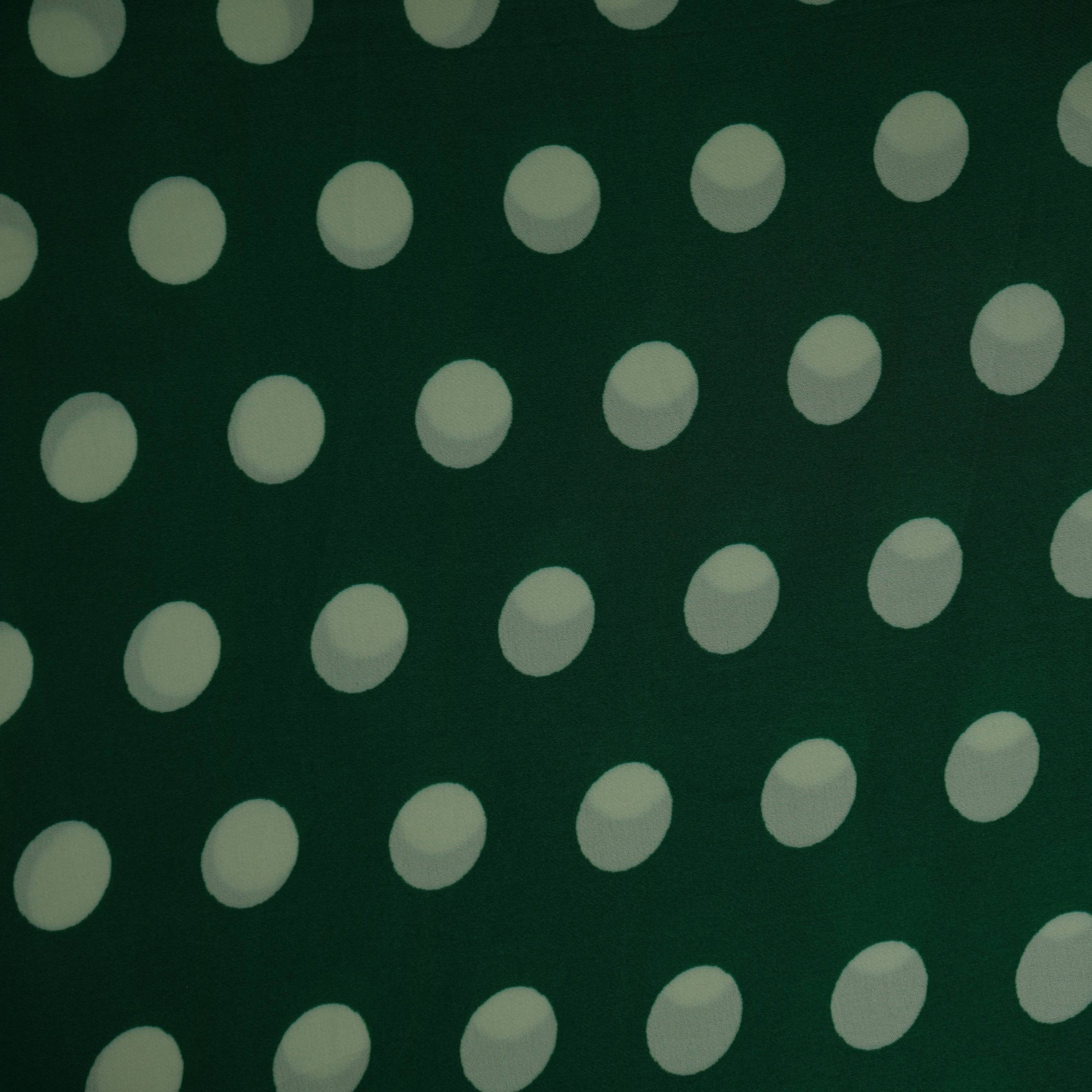 Green & Pista Polka Dot Twill Satin Fabric VP-32438 - TradeUNO