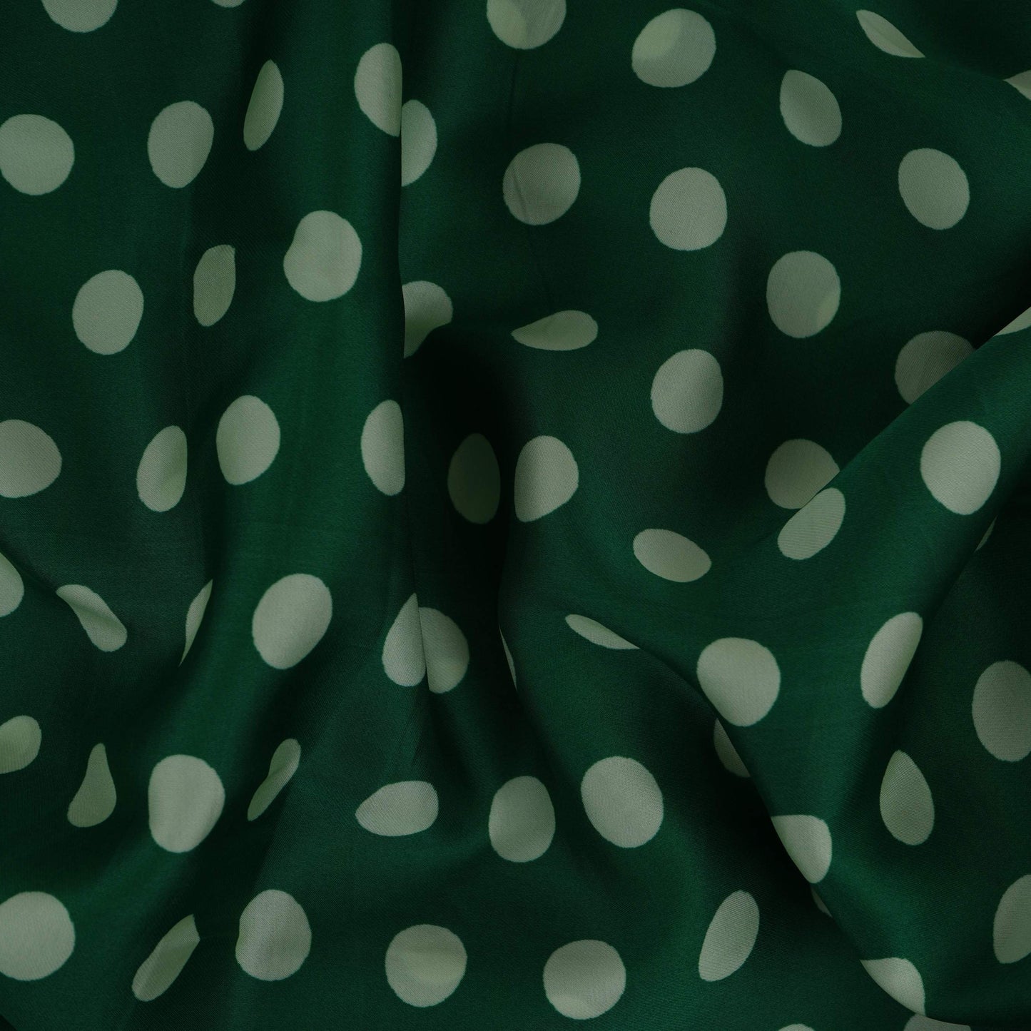 Green & Pista Polka Dot Twill Satin Fabric VP-32438