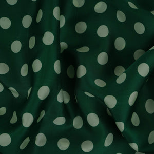 Green & Pista Polka Dot Twill Satin Fabric VP-32438 - TradeUNO
