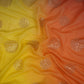 Yellow With Orange 4D Floral Sequins Embroidery Malai Chanderi Fabric VF-32312