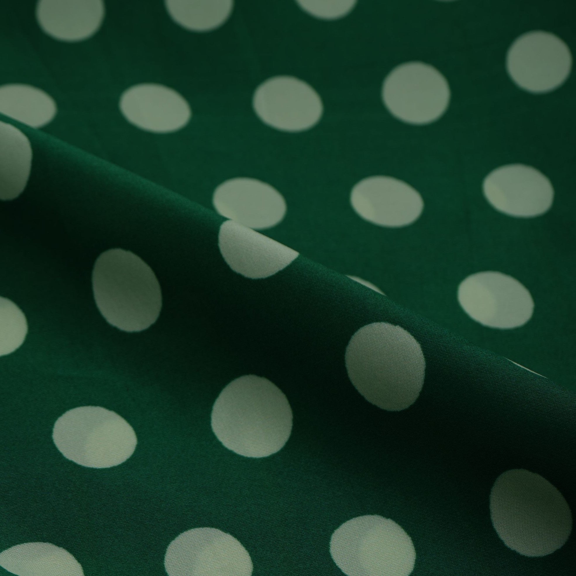Green & Pista Polka Dot Twill Satin Fabric VP-32438 - TradeUNO