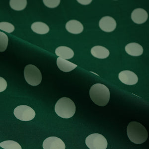 Green & Pista Polka Dot Twill Satin Fabric VP-32438 - TradeUNO