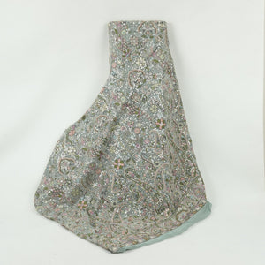 Light Grey Kashmiri Paisley Embroidery Georgette Fabric DR-32375 - TradeUNO