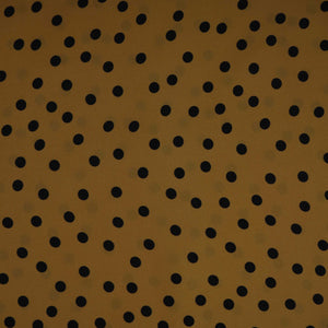 Mustard & Black Polka Dot Twill Satin Fabric VP-32445 - TradeUNO