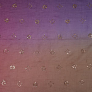Lavender With Green 4D Geometrical Sequins Embroidery Malai Chanderi Fabric VF-32323 - TradeUNO