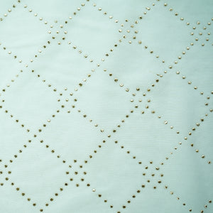 White Geometrical Mukaish Work Georgette Dyeable Fabric
