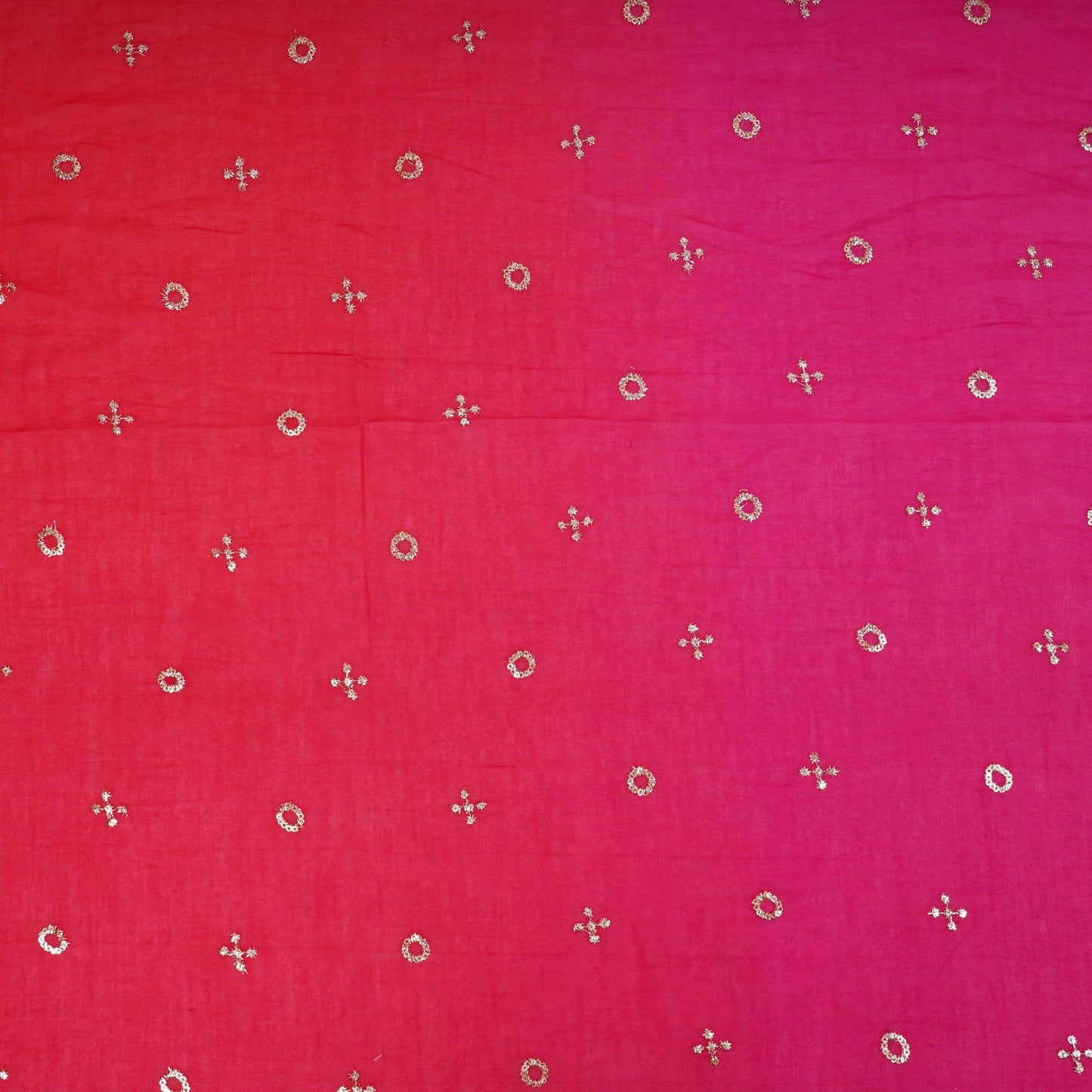 Magenta With Rani Pink 4D Geometrical Sequins Embroidery Malai Chanderi Fabric VF-32322