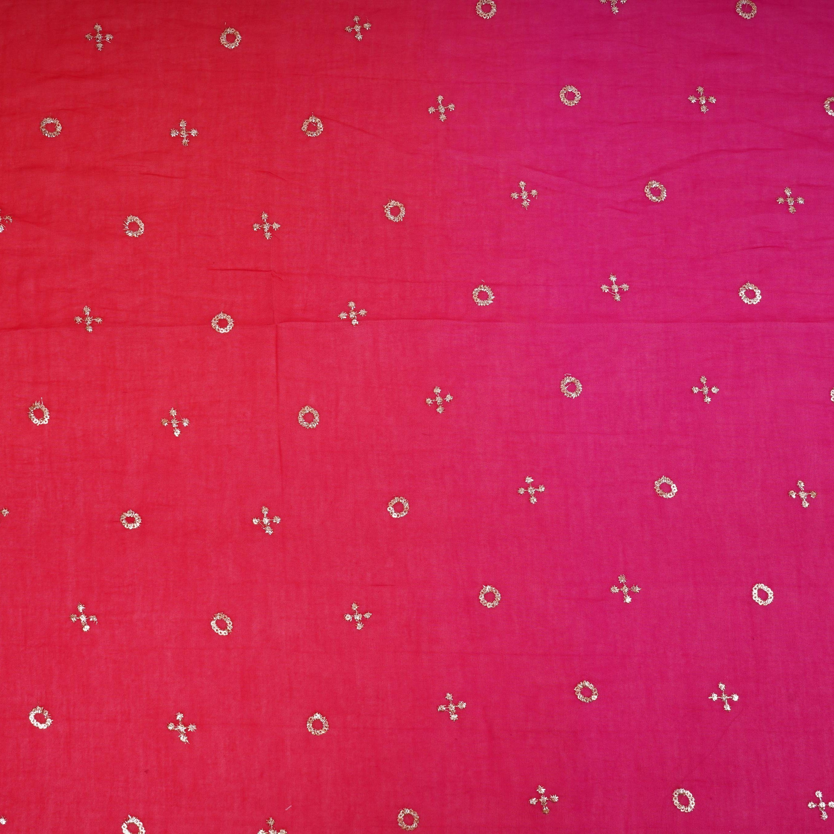 Magenta With Rani Pink 4D Geometrical Sequins Embroidery Malai Chanderi Fabric VF-32322 - TradeUNO