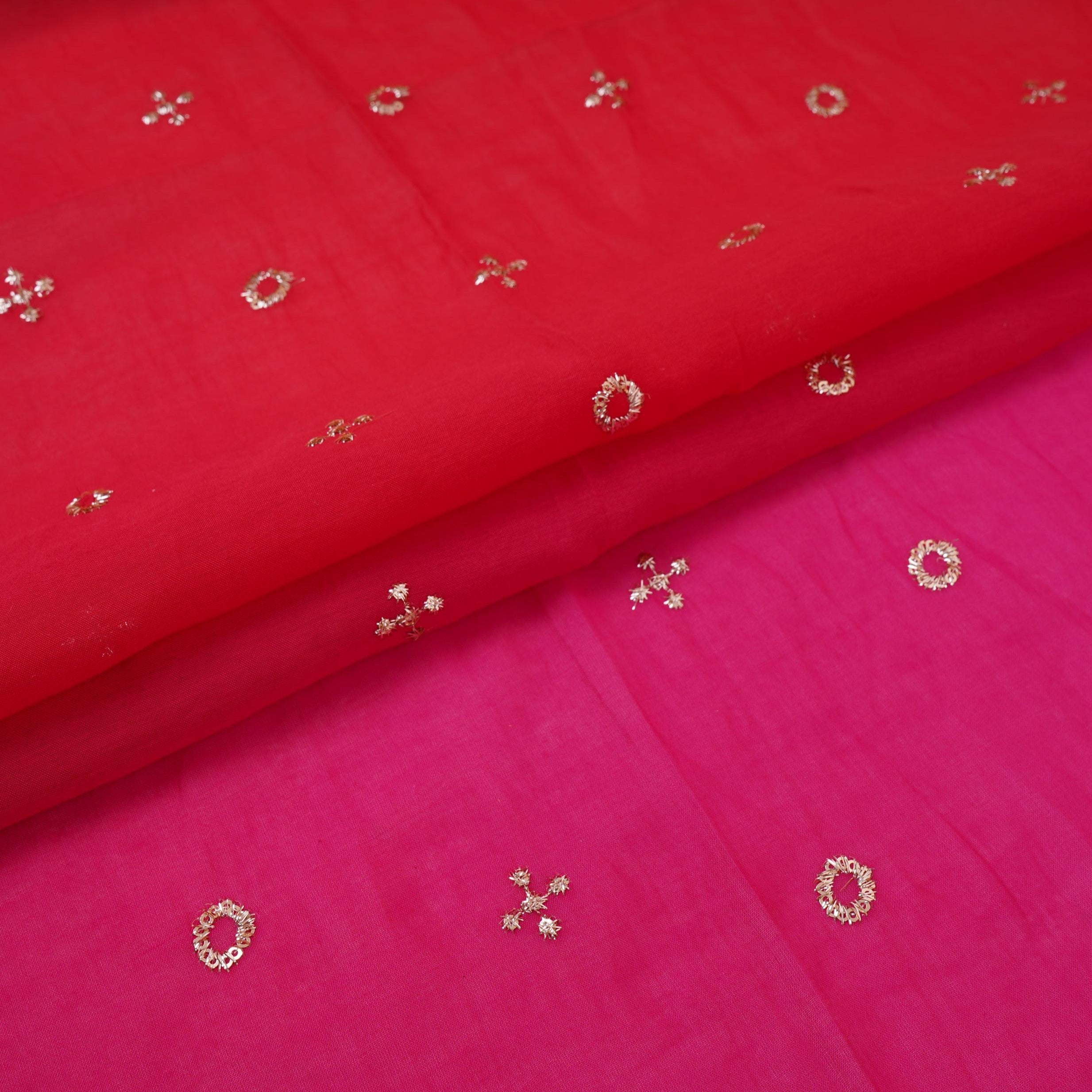 Magenta With Rani Pink 4D Geometrical Sequins Embroidery Malai Chanderi Fabric VF-32322 - TradeUNO