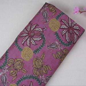 Pink Floral Print Satin Linen Fabric MT-30988 - TradeUNO