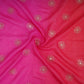 Pink With Orange 4D Sequins Embroidery Malai Chanderi Fabric VF-32316
