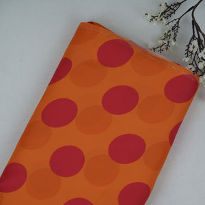 Orange & Pink Polka Dot Twill Satin Fabric VP-32439 - TradeUNO