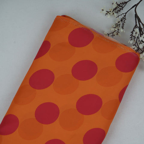 Orange & Pink Polka Dot Twill Satin Fabric VP-32439