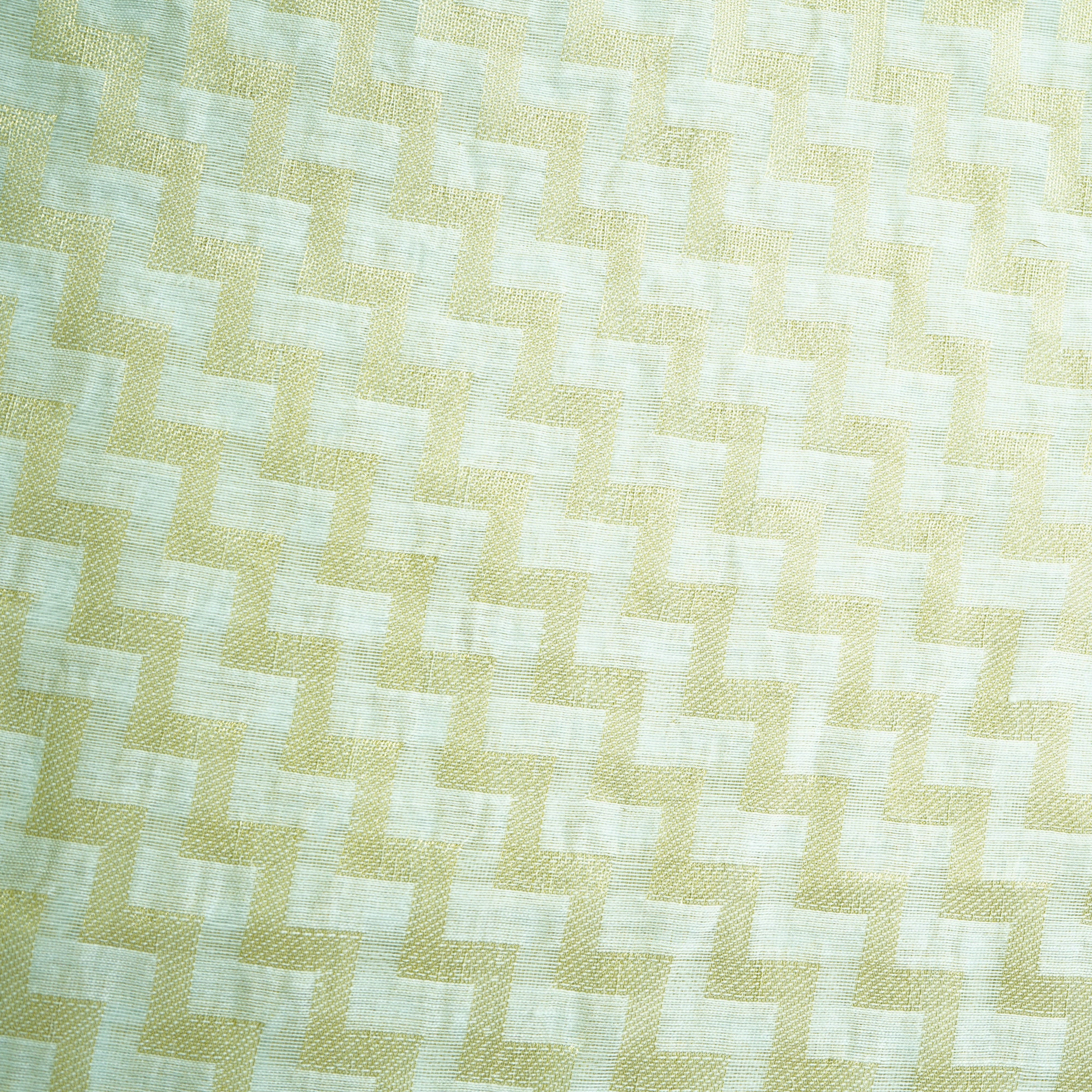 White Abstract Jacquard Dyeable Cotton Staple Fabric