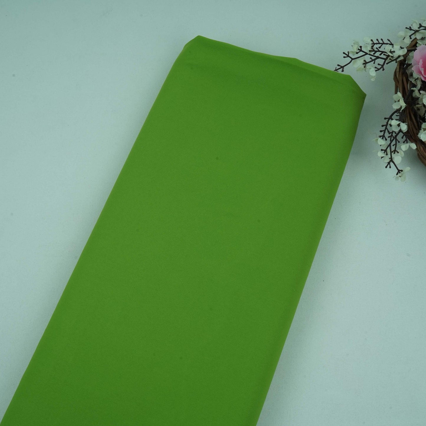 Parrot Green Solid Butter Crepe Fabric STB-02