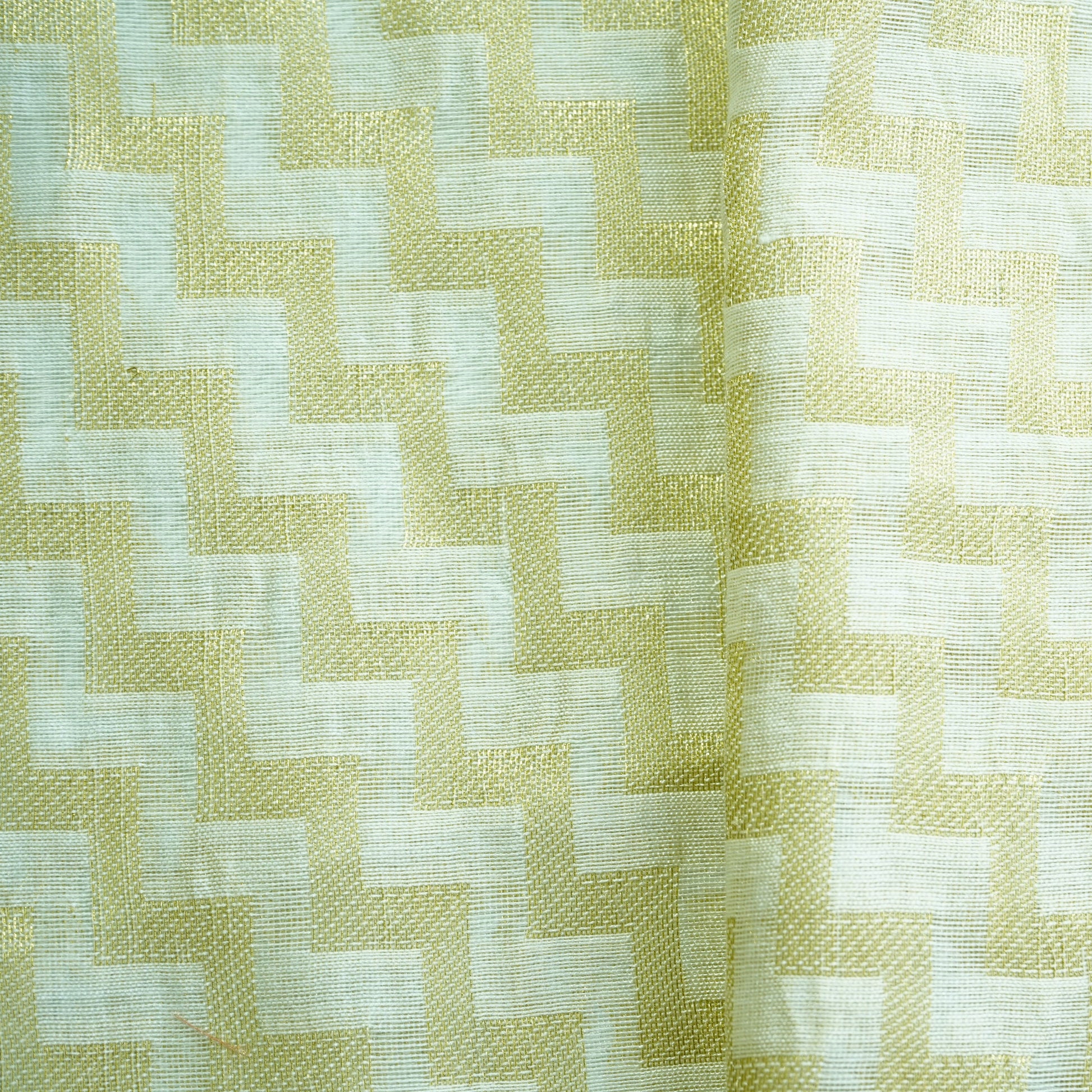 White Abstract Jacquard Dyeable Cotton Staple Fabric