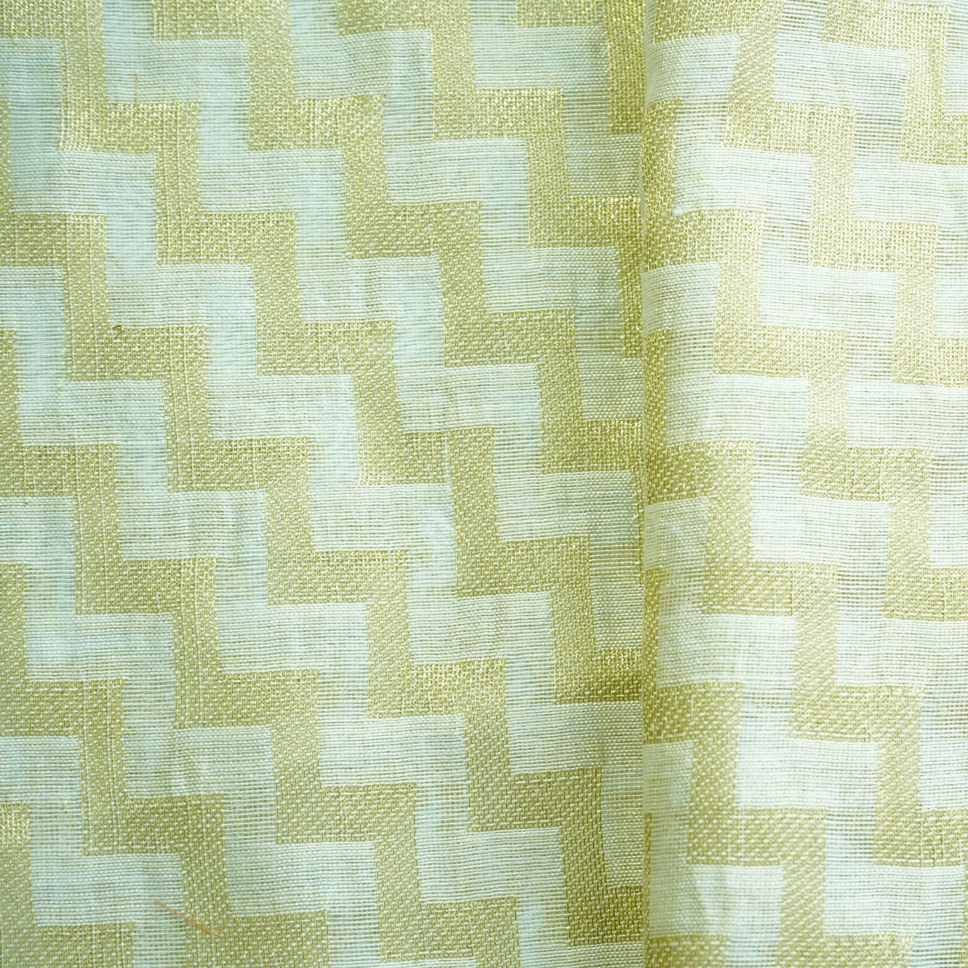White Abstract Jacquard Dyeable Cotton Staple Fabric