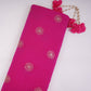 Pink With Orange 4D Sequins Embroidery Malai Chanderi Fabric VF-32316