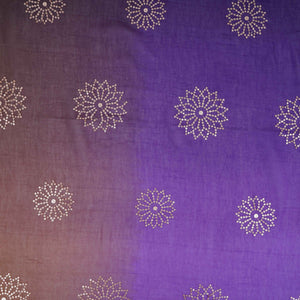 Purple With Olive Green 4D Floral Sequins Embroidery Malai Chanderi Fabric VF-32311 - TradeUNO
