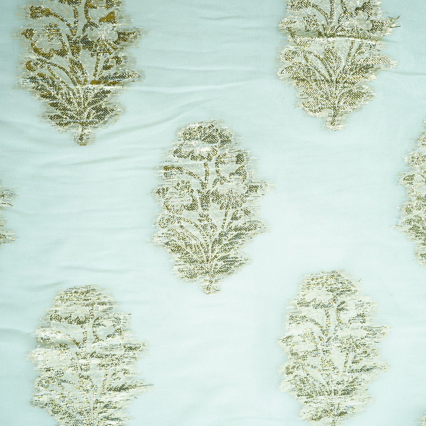 white with gold floral georgette jacquard