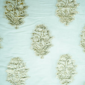 white with gold floral georgette jacquard