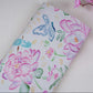 Off White Floral Print Satin Linen Fabric MT-30987