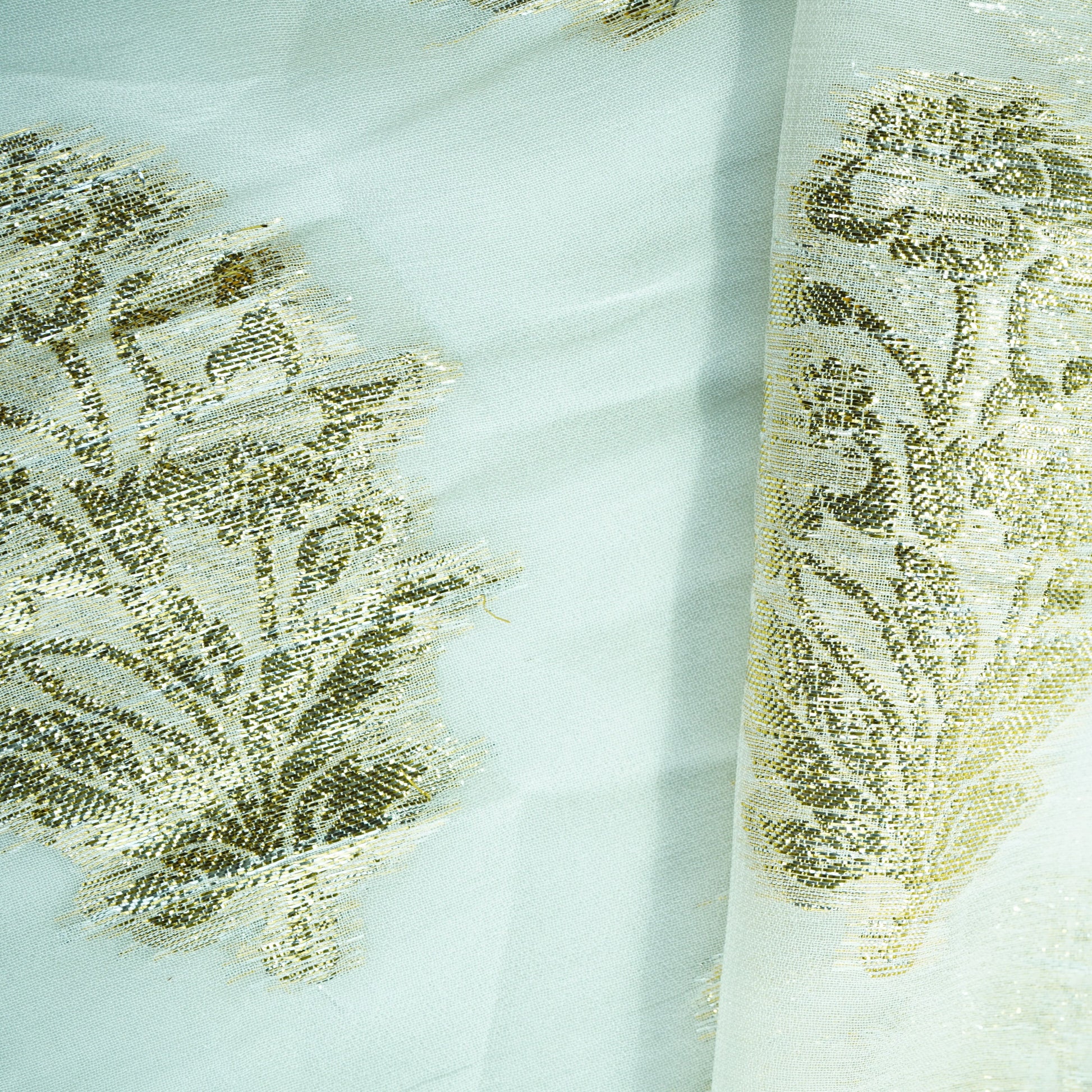 white with gold floral georgette jacquard