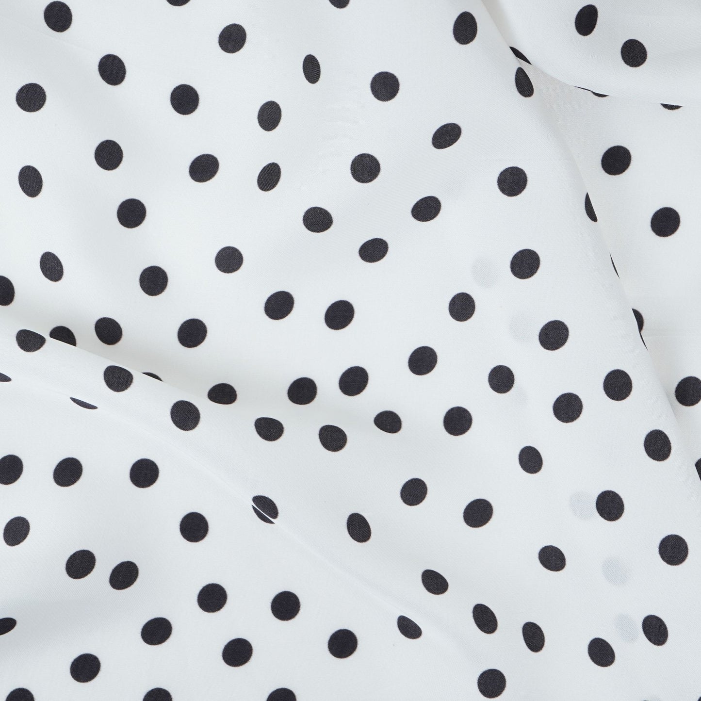 White & Black Polka Dot Twill Satin Fabric VP-32441