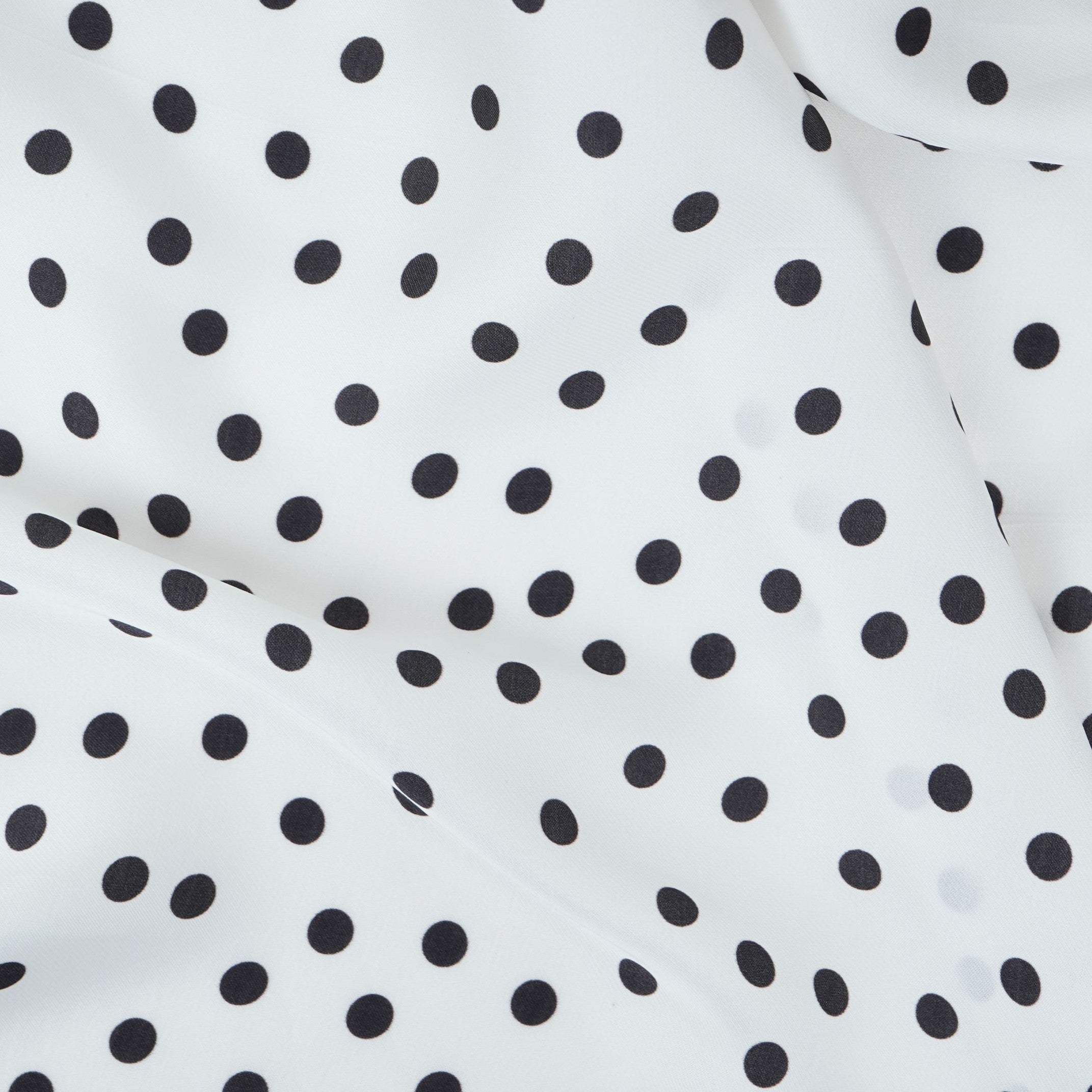 White & Black Polka Dot Twill Satin Fabric VP-32441 - TradeUNO