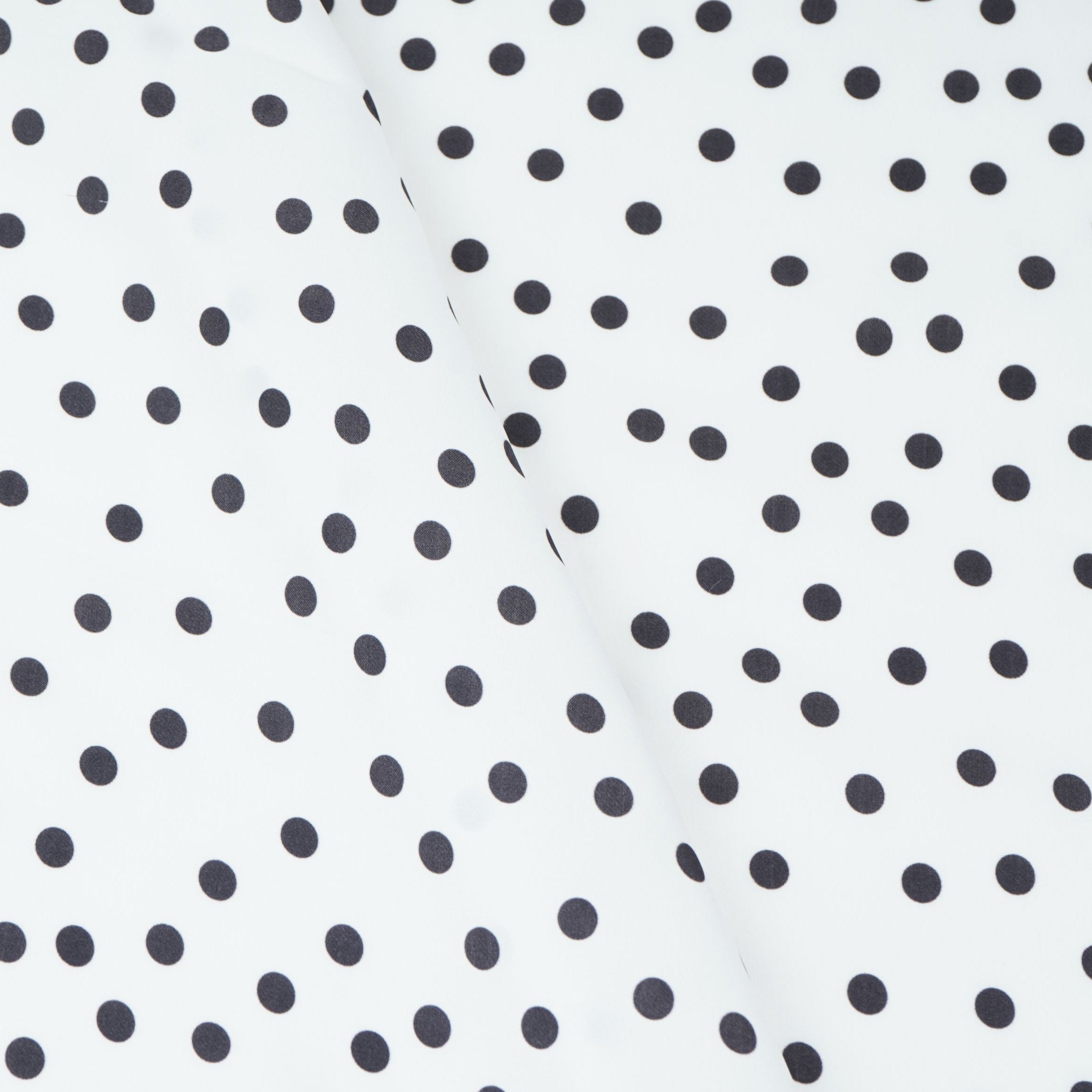 White & Black Polka Dot Twill Satin Fabric VP-32441 - TradeUNO