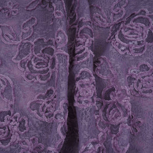 Lavender Velvet Work Floral Embroidery Lace Fabric LI-32211 - TradeUNO