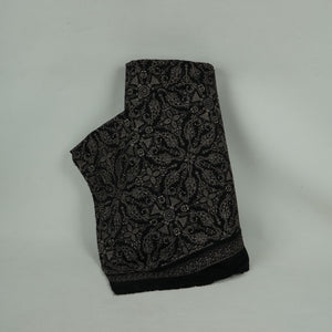 Black Kashmiri Paisley Jaal Embroidery Chinon Fabric DR-32384 - TradeUNO