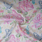 Off White Floral Print Satin Linen Fabric MT-30987