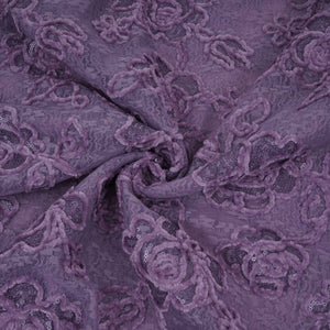 Lavender Velvet Work Floral Embroidery Lace Fabric LI-32211 - TradeUNO
