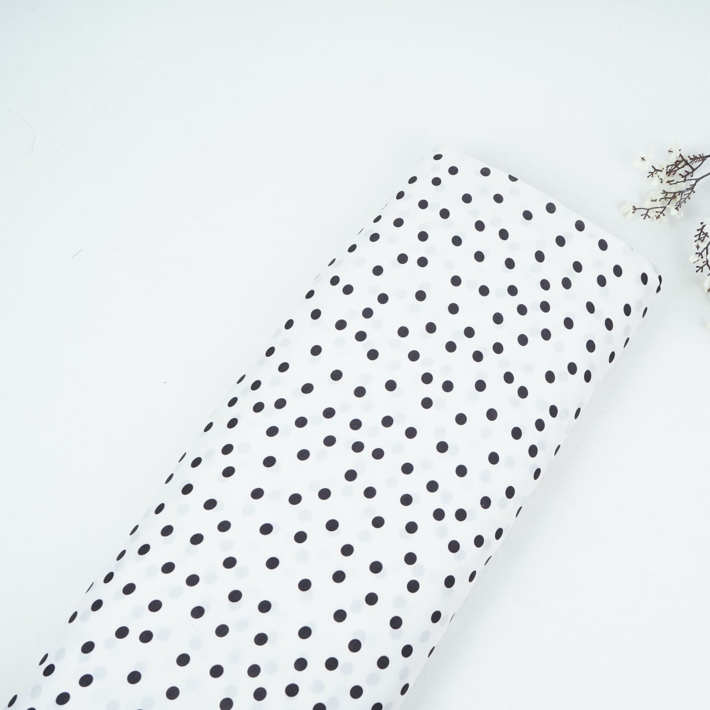 White & Black Polka Dot Twill Satin Fabric VP-32441