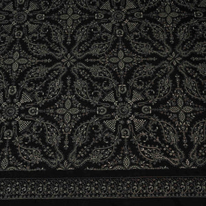 Black Kashmiri Paisley Jaal Embroidery Chinon Fabric DR-32384 - TradeUNO