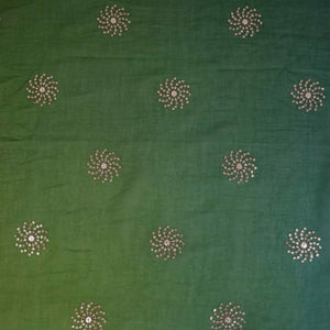 Light & Dark Green 4D Geometrical Sequins Embroidery Malai Chanderi Fabric VF-32320 - TradeUNO