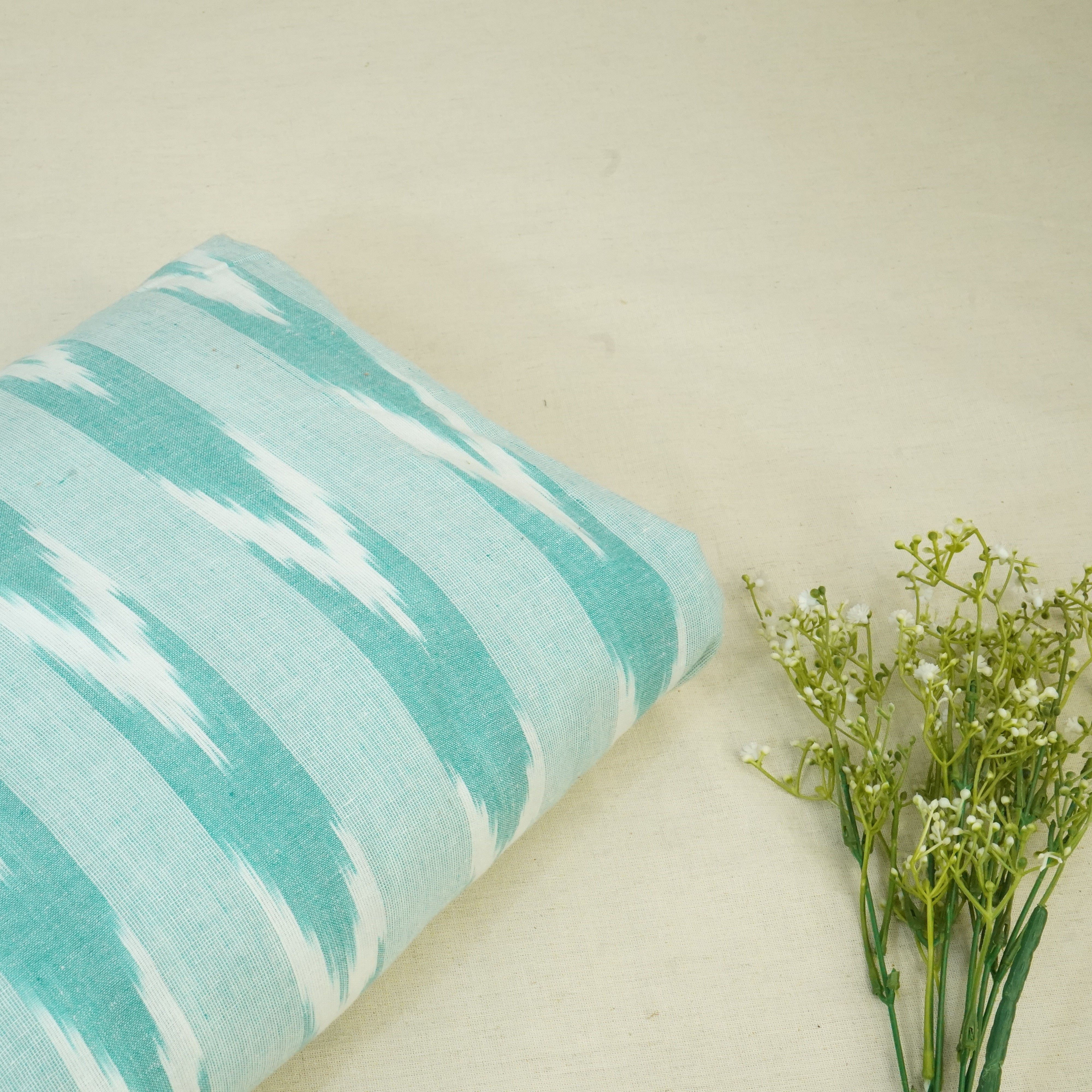 Green Ikkat Cotton Fabric 8569