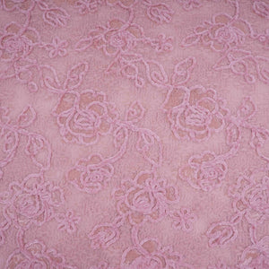Peach Velvet Work Floral Embroidery Lace Fabric LI-32210 - TradeUNO