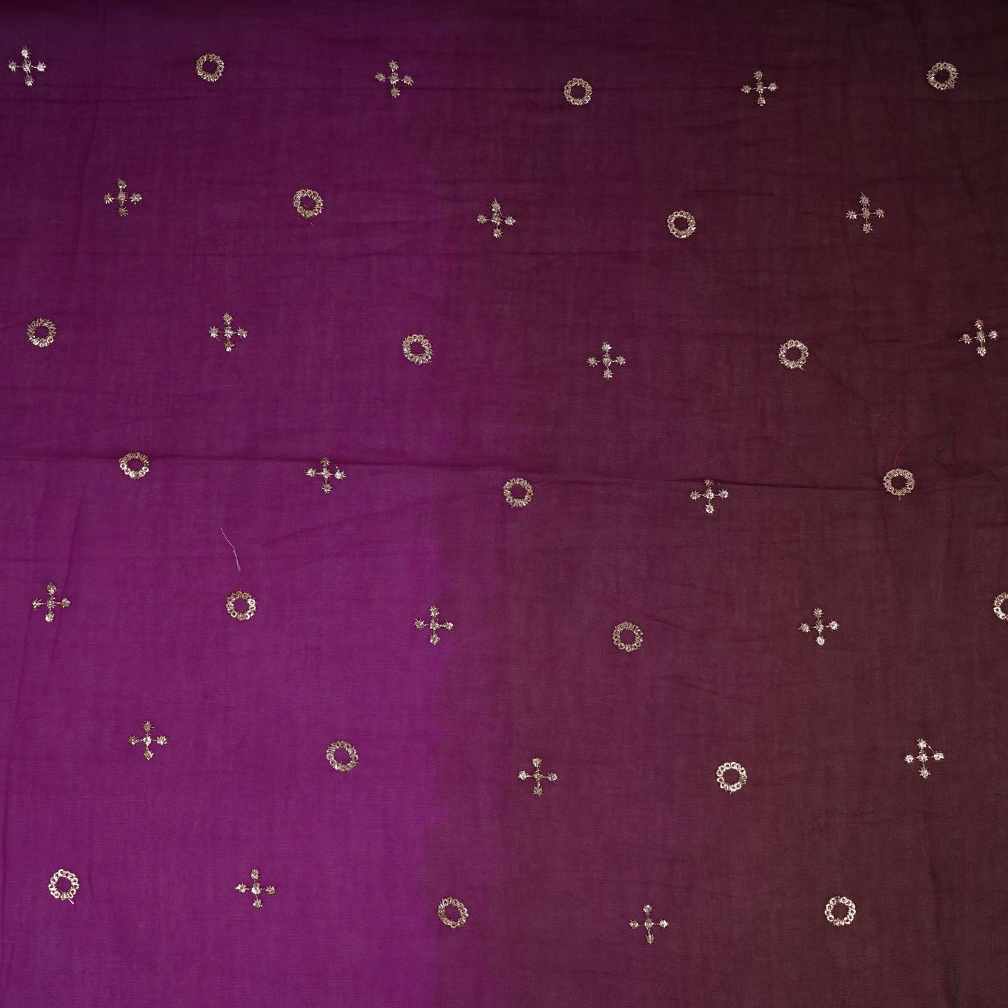 Wine With Olive Green 4D Geometrical Sequins Embroidery Malai Chanderi Fabric VF-32324