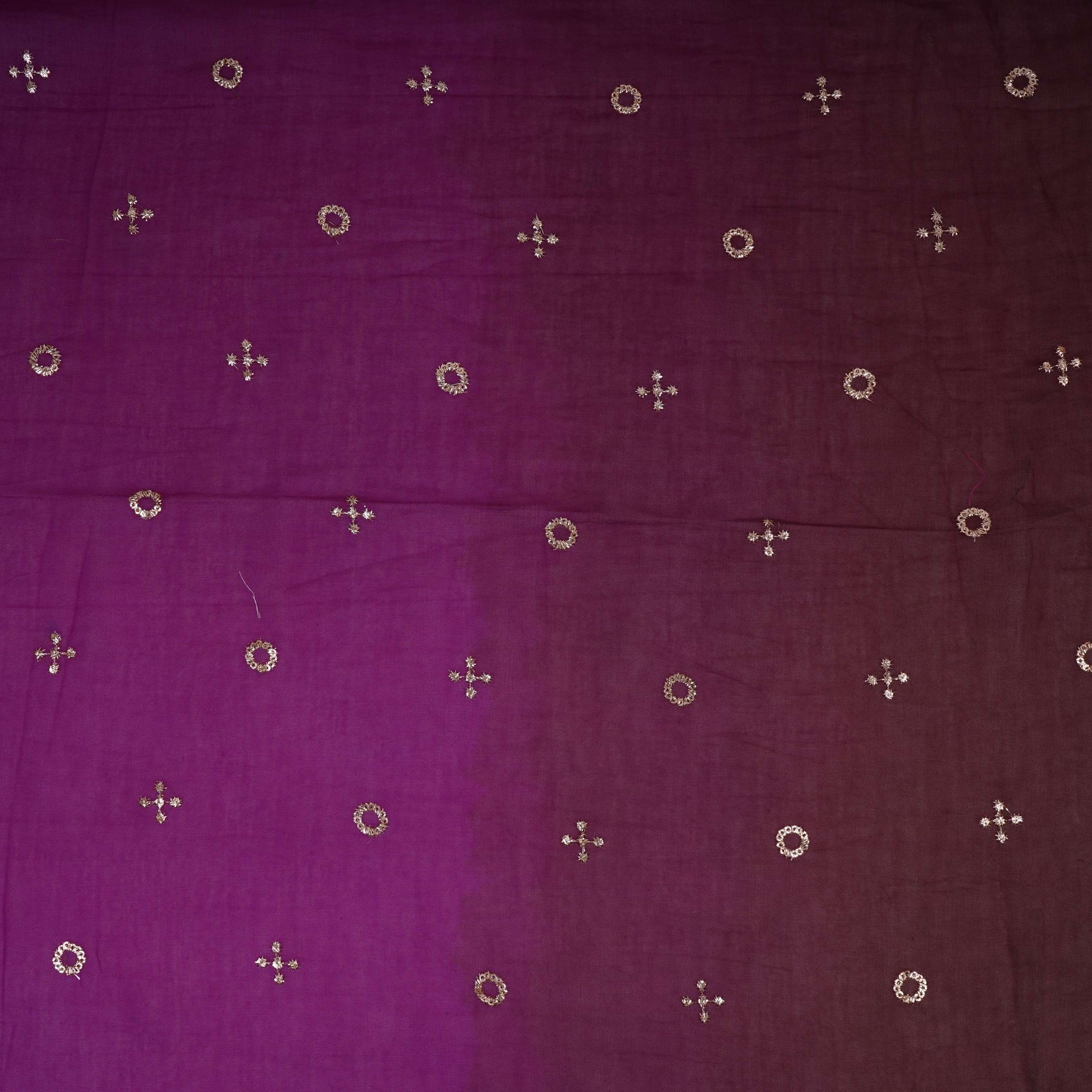 Wine With Olive Green 4D Geometrical Sequins Embroidery Malai Chanderi Fabric VF-32324 - TradeUNO