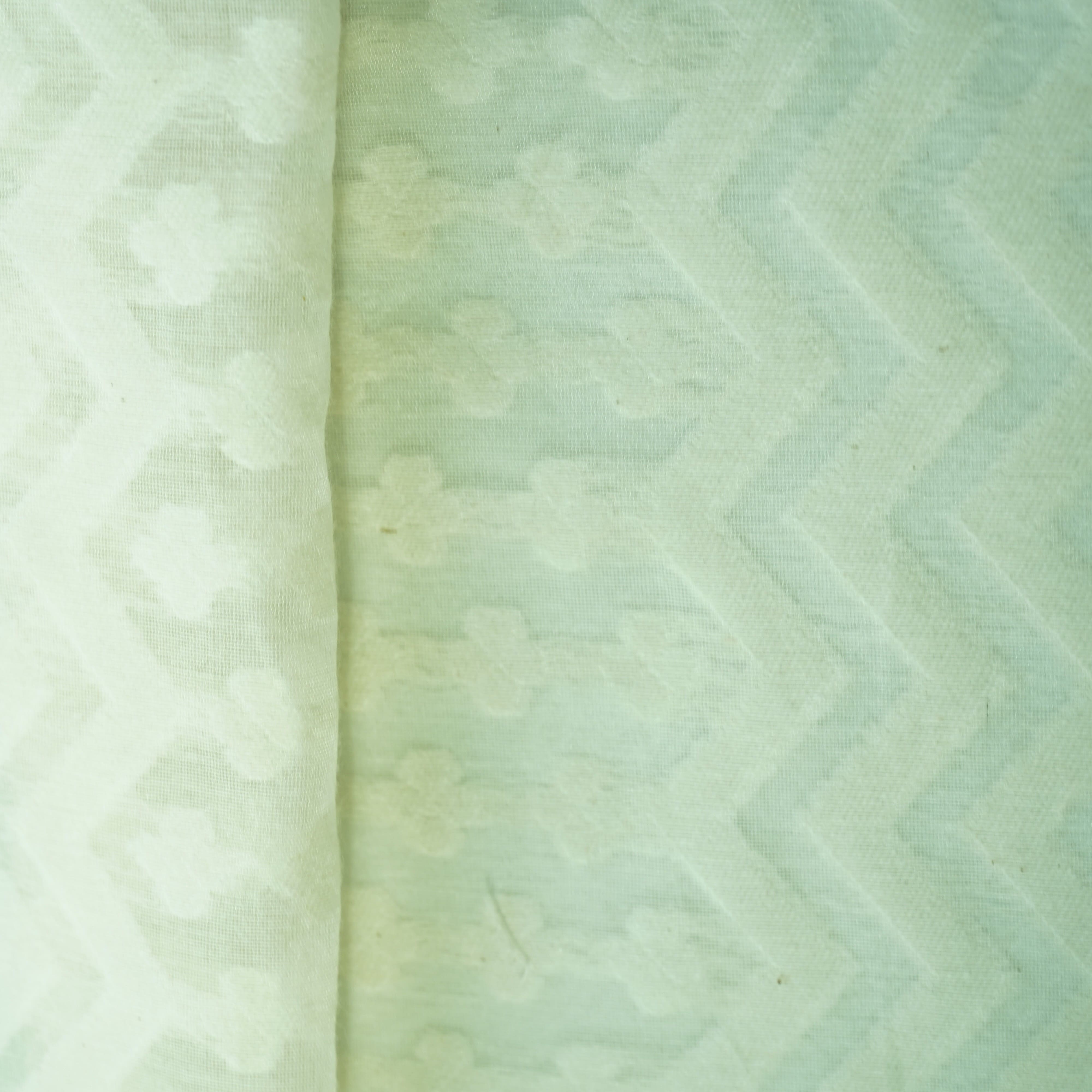 Off White Floral Handloom Dyeable Cotton Staple Fabric
