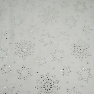 White Dyeable Mirror Thread Embroidery Georgette Fabric DR-32390 - TradeUNO