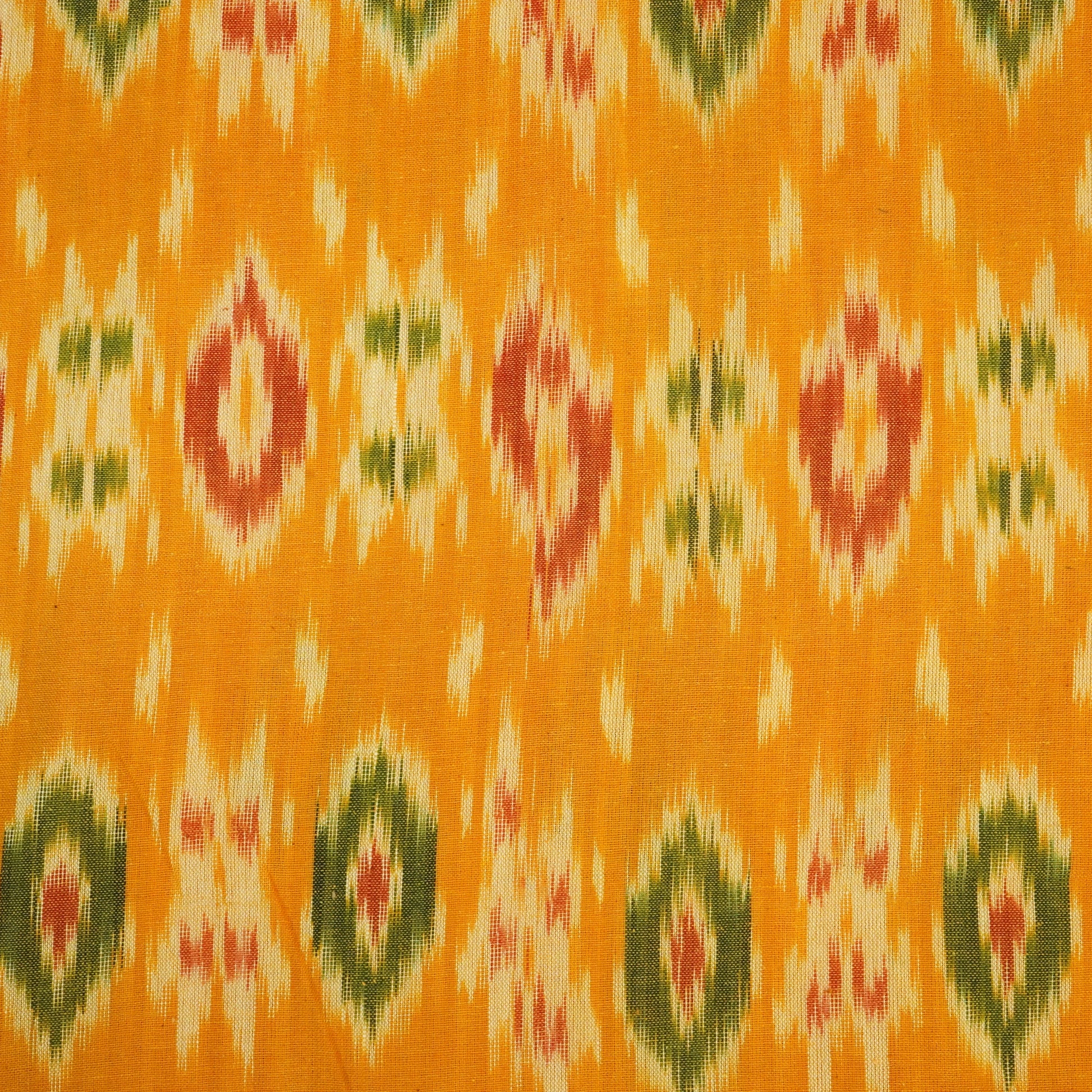 Mustard Ikkat Print Cotton Fabric 19942